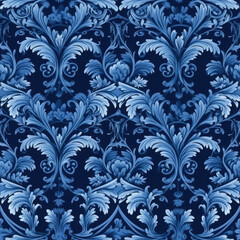 Blue royalty seamless pattern backgroud, AI Generated