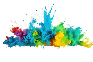 bright multicoloured powder splash on transparent png background isolated,generative ai