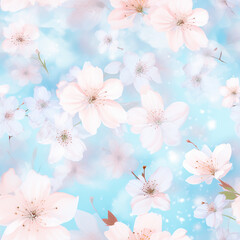 Ethereal Elegant Delicate Blossoms Seamless Pattern