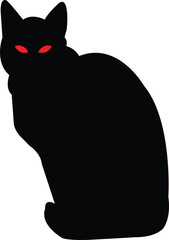 Black Cat with red eyes Vector image 