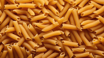 Texture of Italian pasta top view. Surface with lot of macaroni, backdrop.
