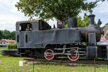 Mining steam locomotive from 1951, side view