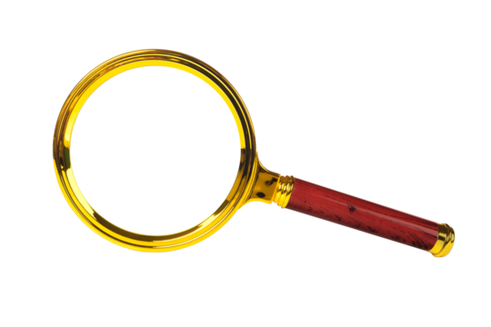 golden magnifier on transparent background