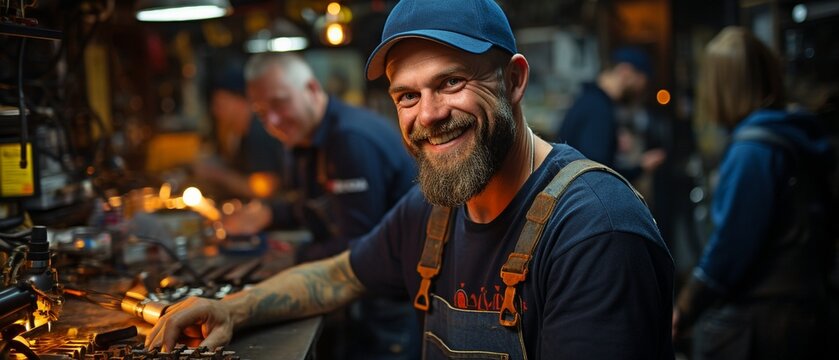 mechanics giving the thumbs up while holding a spanner.