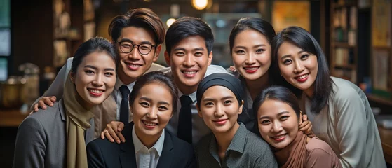 Foto op Plexiglas group of Asian and people of colour in business attire. © tongpatong