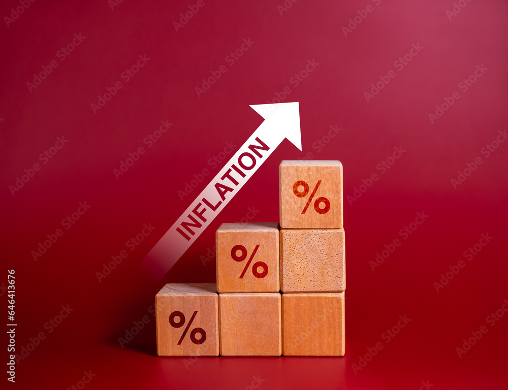 Aufkleber shining rise up arrow increase with text 