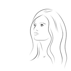 Abstract Woman face. Continuous line drawing. vector