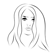 Abstract Woman face. Continuous line drawing. vector