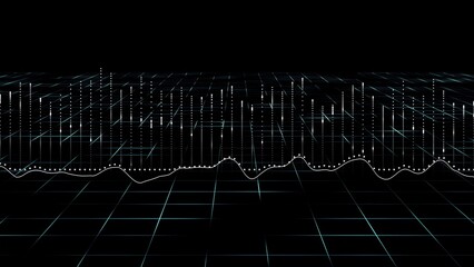 Naklejka premium Data chart 3D. Big Data Information flow mesh design. Financial technological concept. Hi-tech information flow, blockchain, bigdata visualization. Business Backdrop. 3D render.