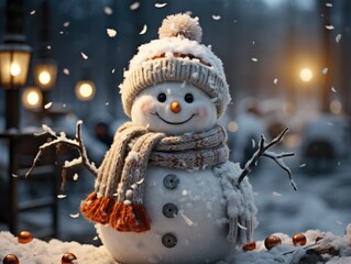 Funny Snowman Merry Christmas Background