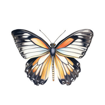Watercolor zebra longwing butterfly. Generative Ai