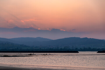 Idyllic Coastal Beauty: Serene Moments at the Estuary of River As n in Laredo's Golden Hour