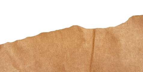 Brown torn paper piece on transparent background. Ripped paper label png.