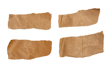 Brown torn paper piece on transparent background. Ripped paper label png.