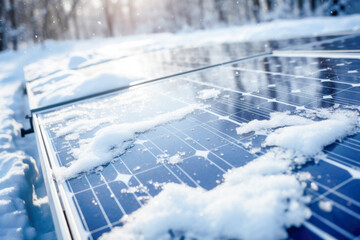 olar panels against a snowy backdrop, highlighting the issue of reduced power generation in renewable systems during cold months. - Powered by Adobe