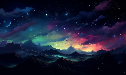 sky background with beautiful neon colors, Generative Ai