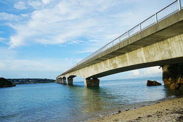 Kouri Bridge with beautiful blue ocean in Kouri Island, Okinawa, Japan - 日本 沖縄 古宇利島 古宇利大橋
