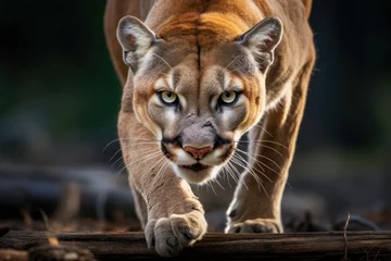 Türaufkleber Angry cougar or mountain lion hunts its prey © Lubos Chlubny