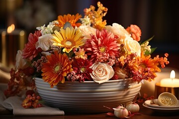 Obraz na płótnie Canvas Thanksgiving Flowers in vase