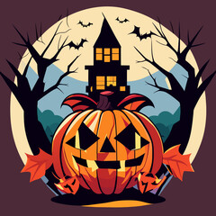 Fototapeta na wymiar Spooky Halloween Vector Illustration: A Creepy Celebration
