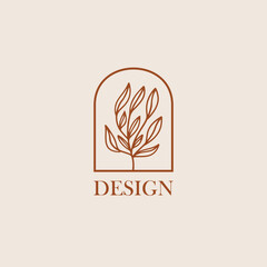 Leaf logo vector minimalism design, for holiday rentals, travel services, tropical spa, coffee shop, studio, and beauty studios. Aesthetic vintage classic logo and element. 02