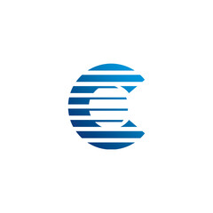 Stripe Letter C Logo Design 001