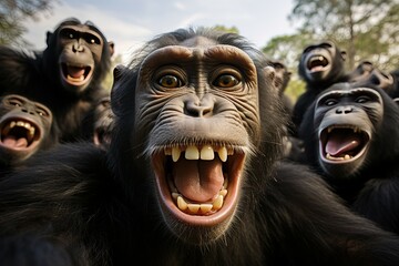 Chimpanzees take a selfie