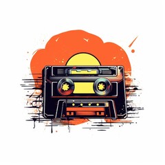 Fototapeta premium Transparent audio cassette tape on white background. AI Generated