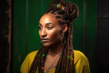 shot of a gorgeous young woman with her hair in rasta pigtails