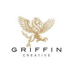 Fototapeta na wymiar luxury Griffin Mythical mascot Vector Design Logo