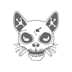 cat Halloween kitten skull bone skeleton  cartoon logo
