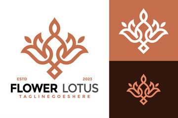 Nature Lotus Flowers logo design vector symbol icon illustration