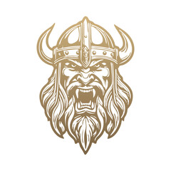 Viking head roar logo design vector