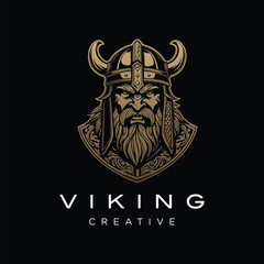 Viking head logo design vector luxury