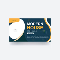 Modern house for sale social media  you tube video thumbnail home sale banner corporate background template