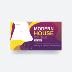 Real estate home sale corporate you tube thumbnail design banner cover social media post background template