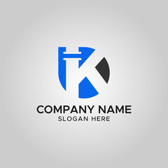letter K water drop plumbing maintenance business logo design icon element vector
