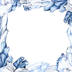 Watercolor   of an arctic composition of crystals, ice floes and snow, in a gray-blue tones isolated on a transparent background © Marina