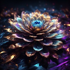 artwork of flower made of feathers with beautiful colors and details 