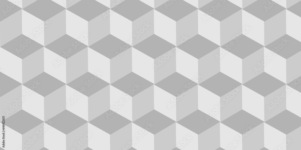 Poster seamless geometric hexagon cube pattern background. abstract cubes geometric white and gray color he