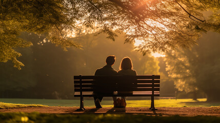 A lovely couple posing in a sunset. 