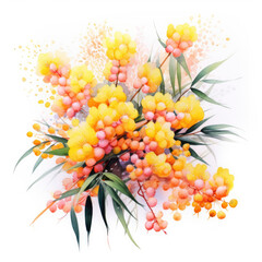 Watercolor mimosa . Generative Ai