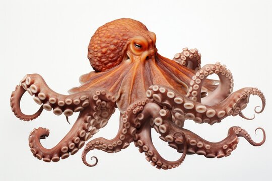 Octopus illustration, white background. Generative AI