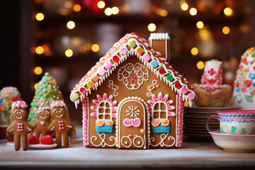 Christmas Gingerbread House Decorated on Display