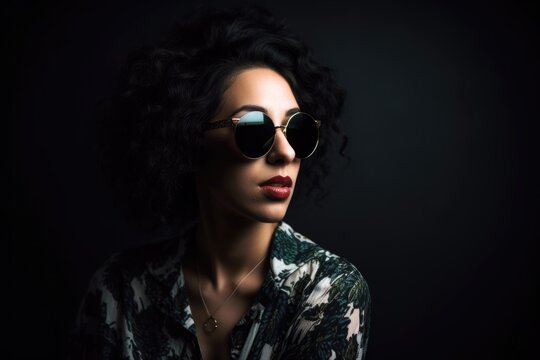 shot of a stylish young woman posing in dark sunglasses