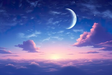 Obraz na płótnie Canvas Crescent moon sky wallpaper, aesthetic design background
