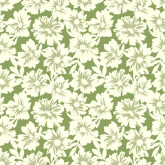 Beautiful popular vector seamless pattern with hand drawn abstract retro flower shapes in vintage style. Stock old fashion illustration.