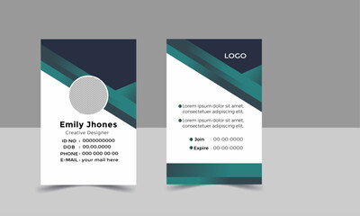 Modern and creative corporate company employee id card template with two color variation.
