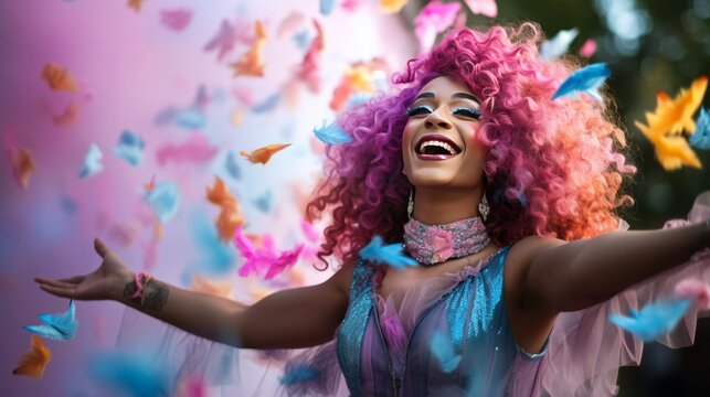 Photo of  happy transgender celebrating LGBTQIA+ community