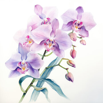Watercolor orchid . Generative Ai